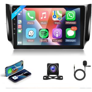 2G+64G Android Car Stereo for Nissan Sentra Sylphy B17 2013-2017,Wireless Carplay Android Auto Car Radio,10.1'' Touch Screen Head Unit with GPS WiFi Bluetooth Mirror Link FM RDS Backup Camera