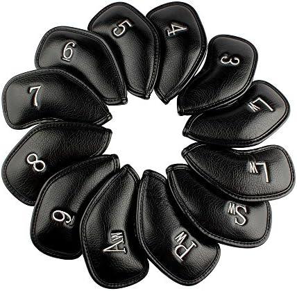 CRAFTSMAN GOLF 12pcs or 1pc Thick Synthetic Leather Golf Iron Head Covers Set Headcover Fit All Brands Callaway Ping Taylormade Cobra Etc. Also Custom Name