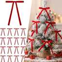 24 Pcs Velvet Bows for Christmas Tree, Red Velvet Christmas Tree Bows Door Garland Decor Vintage Wreath Bow, Suitable for Xmas Home Decor Wedding Outdoor Indoor (Red) ﻿