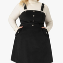 Agnes Orinda Plus Size Corduroy Pinafore Short Dress for Women Adjustable Strap Overall Dress Suspender Skirt, 2X