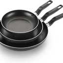 T-Fal Classic Nonstick Fry Pan Set 3 Piece: 8, 9.5, & 12 Inch, Oven Broiler Safe 350F, Kitchen Cookware Set, Pots and Pans Set Non Stick, Frying Pans, Skillets, Dishwasher Safe, Black