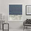 Exclusive Home Curtains Acadia 100% Blackout Polyester Roman Shade, 27"x64", Denim