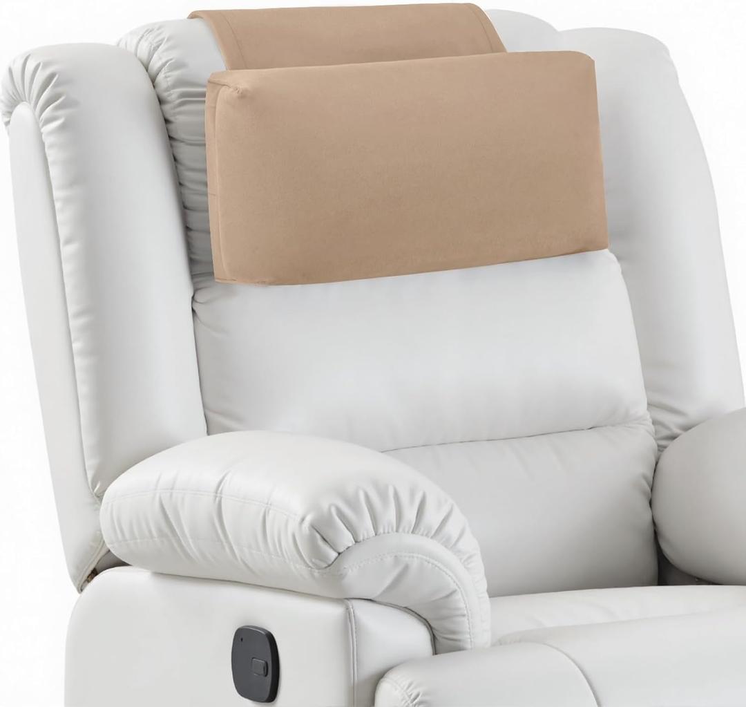 Neck Pillow for Recliner Chair, 14" Adjustable Recliner Pillow for Headrest, Soft Velvet Weighted Back Non-Slip Head Pillow for Recliner, Couch, Chair, Sofa (Camel)