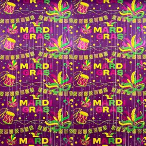 Mardi Gras Foil Fringe Curtain, 2-Pack Purple Gold Green Tinsel Backdrop New Orleans Masquerade Party Decorations Photo Booth Props