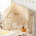 Kids Play Tent with Padded Mat, Play Tent for Toddlers, Large Kids Tent Indoor Playhouse, Play House Tent Princess Play Cottage for Girls Toy House Birthday Gift, 57 Inches L X 35.5 Inches W X 53 Inches H