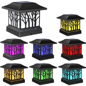 Viewsun 8 Pack Solar Post Cap Lights, Outdoor Fence Solar Powered Cap with 4 Lighting Modes Waterproof Light Decorative for Deck Patio or Garden Decor, Fits 4x4 Wood Vinyl Posts (Tree-Pattern Design) Viewsun 8 Pack Solar Post Cap Lights, Outdoor Fence Solar Powered Cap with 4 Lighting Modes Waterproof Light Decorative for Deck Patio or Garden Decor, Fits 4x4 Wood Vinyl Posts (Tree-Pattern Design)