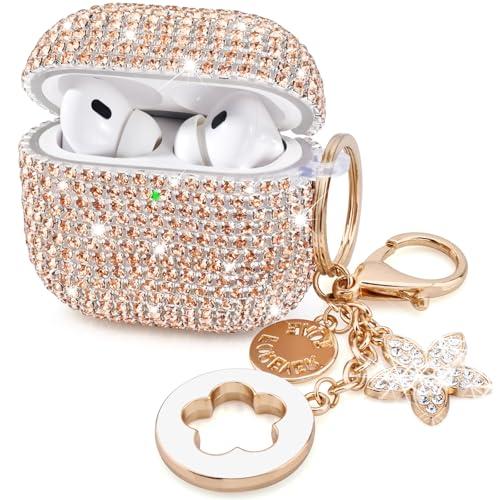 Case for Apple Airpods Pro 3 Case Cover 2025, VISOOM Bling Jewerly Airpods iPods Pro3 Cases Cute Glitter Diamond Airpod iPod Pro3 Cases Rhinestone AirPods iPods Pro 3rd Gen Cas with Keychain for Women