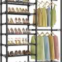 VIPEK S2 Heavy Duty Clothes Rack with Shoe Shelves Freestanding Clothing Rack with 6-Tier Shoe Rack, Double Hanging Rod, Adjustable Shelf, Walk in Closet Organizer Garment Rack, Black
