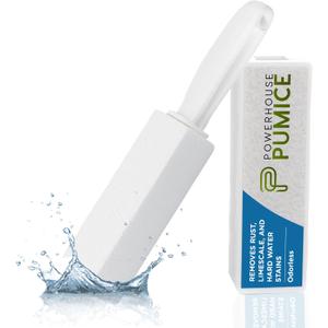 Powerstone Pumice Stone Toilet Bowl Cleaner with Handle (1-pack) - A Solution for Hard Water Stains on Toilets, Grills, Tiles, Grout & Pools