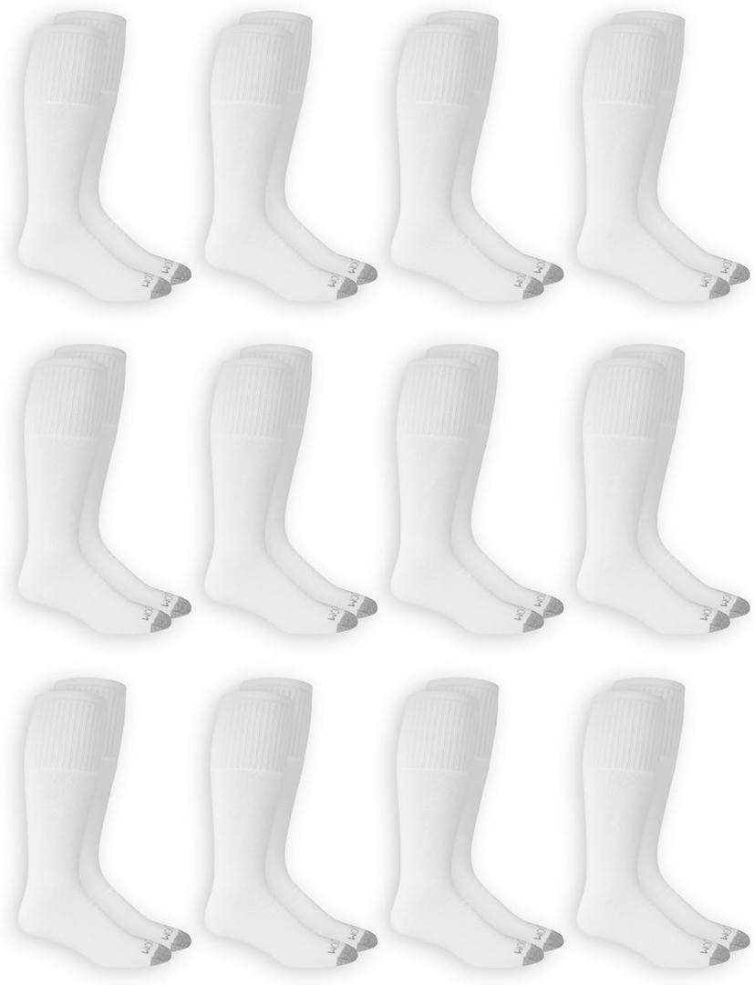 Fruit of the Loom Men's Dual Defense Tube Socks (12 Pack) (White)