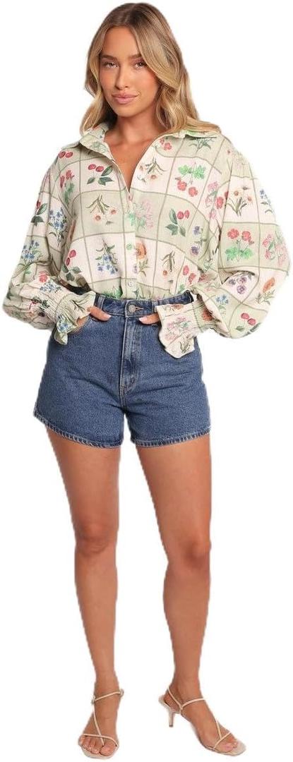Petal & Pup Women's Tomi-Long-Sleeve-Shirt-Flower-Market, Small