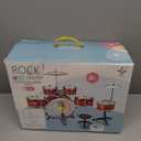 Upgraded Kids Drum Set with Lights: 6 Piece Jazz Drum Kit for Toddlers Ages 3-5, Plastic Musical Instrument Toy for Kids 3+, Early Learning Gift for Boys and Girls 3-8 (Blue)