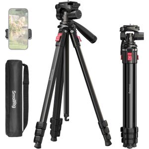 SmallRig Aluminum Camera Tripod Stand AP-30, 67.7" Travel Tripod with Phone Clip & Carry Bag, Portable Tripods with Quick-Flip Lock Legs, for Live Streaming and Vlogging, Max Load 11lb