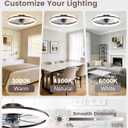 VOLISUN Low Profile Ceiling Fans with Lights and Remote, 20in Fandelier Ceiling Fan Flush Mount, 3000K-6500K Smart Bladeless LED Fan Light, Brown Modern Ceiling Fans with Lights for Bedroom