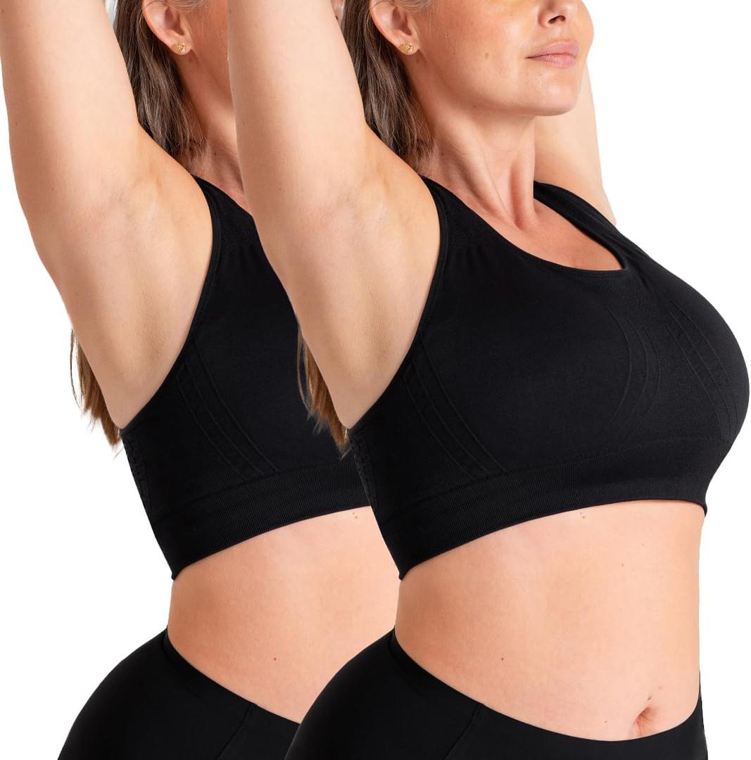 SHAPERMINT Sports Bras for Women - Workout Bras for Women, Plus Size Sports Bra, Workout Tops for Women High Support (Black, XL)