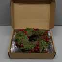 Xinnun 8 Pcs Mini Christmas Wreath for Cabinets Kitchen with LED Lights 8.66 Inch Lighted Hanging Red Small Christmas Wreaths with Berry for Kitchen Cabinet Fireplace Window Front Door Wall Decor