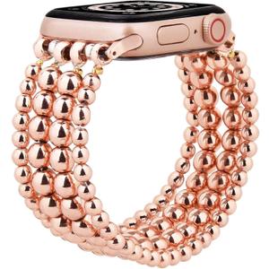 MOFREE Band Compatible with Apple Watch 45mm 44mm 42mm Beaded Bracelet Women, Fashion Handmade Elastic Stretch Strap for iWatch Series 9/87/SE/6/5/4/3/2/1 Bands