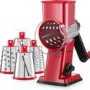 Geedel Rotary Cheese Grater - Upgraded Vegetable Shredder with 4 Interchangeable Blades, Easy to Clean Cheese Shredder with Handle, Kitchen Grater Nuts Grinder for Cutting Cheese, Vegetable, Nuts