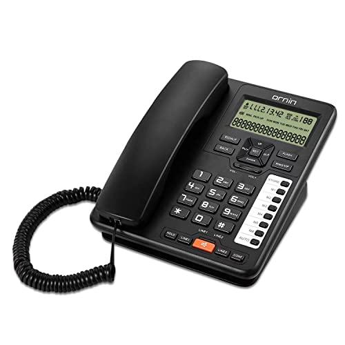 Ornin 2-Line Corded Telephone Systems for Small Business and House, Desk Phone Only (Black)
