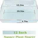 Square Plant Saucer 12 Inch 2 Pack 6 8 10 12 14 16 18 20 Inch, Plant Trays for Pots Heavy Duty Plastic Plant Saucers for Indoors Outdoors, Flower Pot No Holes Plant Drip Trays
