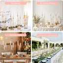 Vincidern 10pcs 3 Arm Candelabra, Gold Candle Holder Centerpieces for Table, 33.8'' Tall Candelabra with Acrylic Lampshade for Wedding Table Centerpiece, Birthday Party, Events Fit LED Taper Candles