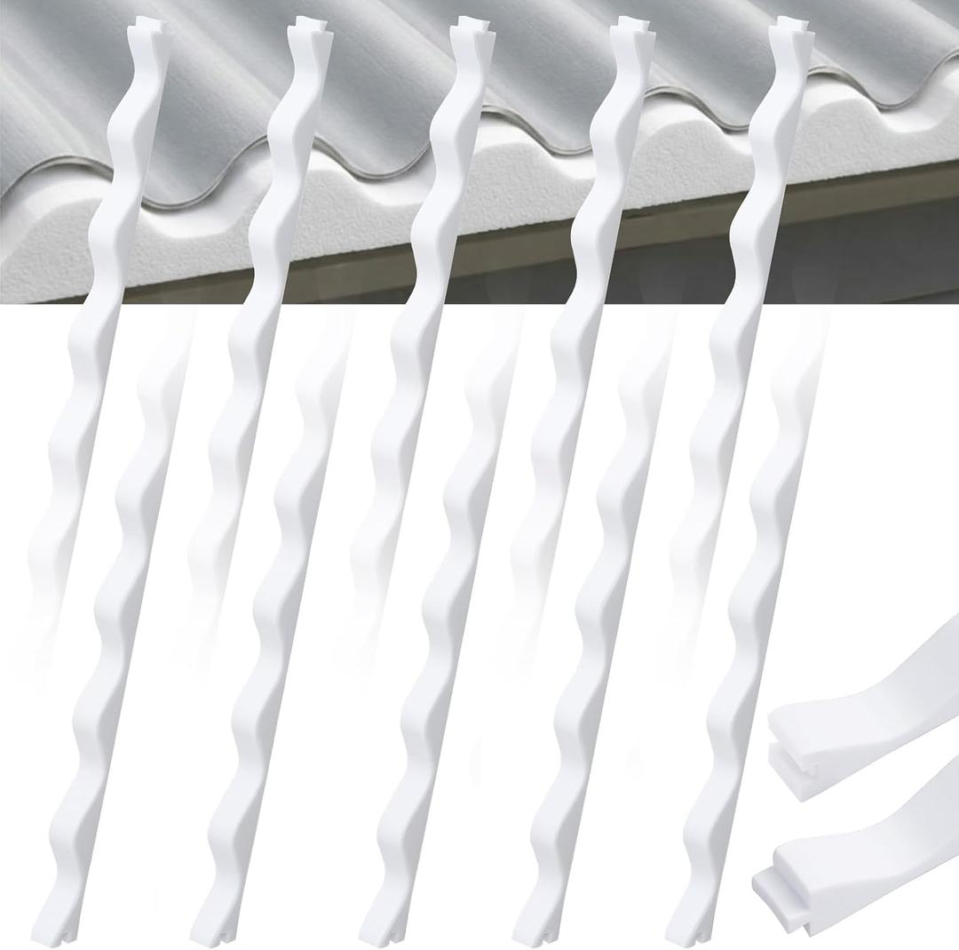 10 Pcs 3ft Long Wavy Foam Closure Strips for Metal Roofing Corrugated Panel Roofs Sealing Gaps at Ridges Edges Wave Seams Weatherproof Absorbing White Strips for Roof Maintenance Repair Protection