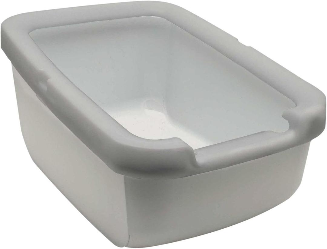Catit Cat Litter Pan with Shield Rim  Large Open Litter Box With High Sides & Raised Back  Easy Clean, Mess-Free Design  Fits All Cat Litter Types  Gray, 22.2 x 16.3 x 11.3