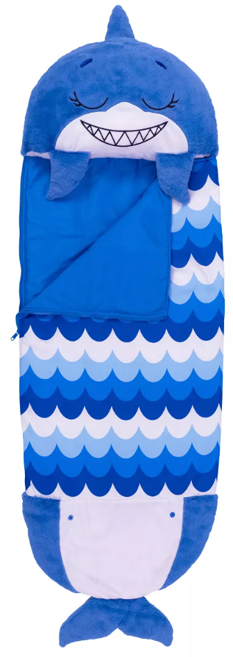 Happy Nappers: Pillow & Sleepy Sack: Medium - Blue Shark - 54 x 20", 2-In-1: Plush Animal Opens Into Sleeping Bag, Soft Play & Nap Character, Kids 3+