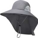 PFFY Sun Bucket Hats for Men Women UV Protection Sun Hat with Neck Flap (Gray)
