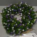 Artificial Blue Camellia Welcome Wreath for Front Door - Faux 19 Inch Front Door Wreath with White Welcome Sign for Front Door, Outside Wall, Window, Outdoor Party, Holidays