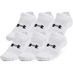 Under Armour Unisex-Adult Training Cotton No Show Socks 6 Pack (Medium, (100) White / White / Black)