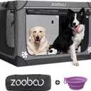 42" Portable Soft Dog Crate for Large Dogs - Collapsible Travel Kennel with Carry Bag, Foldable Cage with Durable Textilene Mesh Door, Plush Bed - Ideal for Home or Travel - Charcoal Gray (42.0"L x 30.3"W x 30.3"H)