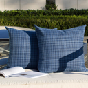 Kevin Textile Pack of 2 Decorative Outdoor Waterproof Throw Pillow Covers Lumbar Pillowcases Modern Cushion Cases for Patio Couch Bench 22 x 22 Inch, Light Blue