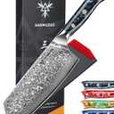 Nakiri Knife - 7.5 inch Cleaver Knife- Xuan Series - VG10 Damascus Steel Kitchen Knife - Resin Handle (Starry Black)