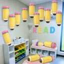 Retisee 12 Pcs Pencil Hanging Paper Lanterns Party Decorations, Kindergarten Preschool Classroom Decor Back to School Art Ceiling, First Day of School Birthday Supplies (15 Inch)