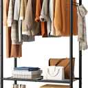 SINGAYE Clothing Racks For Hanging Clothes Rack Portable Closet Garment Coat Rack With Shelves Heavy Duty Hanger Stand Wardrobe Free Standing Closet (B1-11.5"D x 32"W x 72"H, Black)
