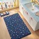 Color&Geometry Soft Bathroom Rugs,Bath Mats for Bathroom Non Slip,Absorbent Microfiber Bath Mat Washable,Cute Bath Mat Aesthetic Bath Rugs Bath Decor Rug Colorful Decorations,Navy Blue,24x43