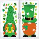 2 x Ctosree 2 Sheets Extra Large St. Patrick's Day Window Clings Decorations, Green Shamrock Gnome Window Clings Stickers for Saint Patrick's Day Decoration Birthday Party Supplies