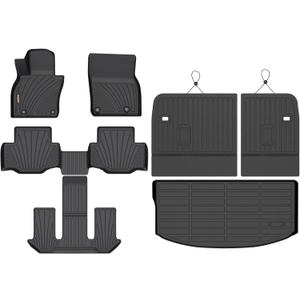Binmotor-All Weather Floor Mats and Cargo Liner Set for 2024-2026 Mazda CX-90 & CX-90 PHEV6 & 7 Seater with 2nd Row Bench Seat or Bucket Seat Seatback Cargo Fit for 6 Seater, for CX90 Accessories