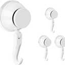 Suction Cup Hooks, 4 Pack 11 lbs Heavy Duty Hooks for Inside Shower, Bathroom, Kitchen, Glass Door, Tile, Reusable & Removable Vacuum Suction Towel Hooks - White