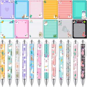 24 Pcs Llama Sticky Notes with Pens Alpaca Themed Gifts Party Favors Cute Notepad Memo Notes Pads Black Ink Ballpoint Pen for Llama Lover Women Christmas Gifts Office School Students Teacher Supplies