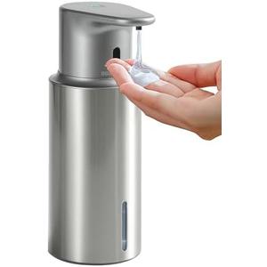 DODO MEKIA Automatic Liquid Soap Dispenser Touchless, 304 Stainless Steel Bottle Body &16.2oz/480ml Rechargeable, 3 Adjustable Liquid Levels, IPX7 Waterproof, for Kitchen Bathroom, Stainless Steel