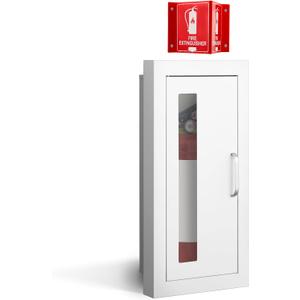 Zonon Recessed Fire Extinguisher Cabinet with Sign Steel 2.5", Small Window
