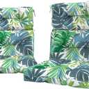 LVTXIII Outdoor Seat/Back Chair Cushion Patio Tufted High Back Cushion, Seasonal Replacement Rocking Chair Cushion with Ties (22” W x 20D”, Set of 2, Islamorada Blue Green)