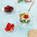 WHJY 6 pcs Clear Glass Plates, 5 inch Glass Plate Set, Small Dessert Plates Tea Plates Bulk