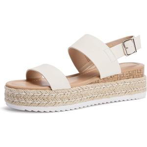 LAICIGO Womens Open Toe Wedge Platform Espadrilles Ankle Strap Buckle Faux Leather Cork Rubber Summer Sandals (8, Beige) LAICIGO Womens Open Toe Wedge Platform Espadrilles Ankle Strap Buckle Faux Leather Cork Rubber Summer Sandals (8, Beige)