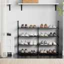FIDUCIAL HOME 4 Tiers Shoe Rack Organizer 16-20 Pairs Stackable Shoe Storage Shelf Durable for Closet Entryway, Black