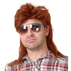 Kaneles Orange Mullet Wigs for Men 80s Costumes 70s Rocker Fancy Party Accessory Cosplay Halloween Wig (Orange)