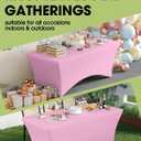 Pureegg Spandex Tablecloth 6ft - 2 Pack, Fitted and Tight Cloth for Rectangle Table, Wrinkle-Free and Stretch Table Cover for Party, Wedding, Banquet and Birthday, Pink