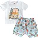 Baby Girl Summer Outfit Set, Chic Printed 2-Piece Outfit, T-Shirt And Shorts, For Girls, 2-3Y